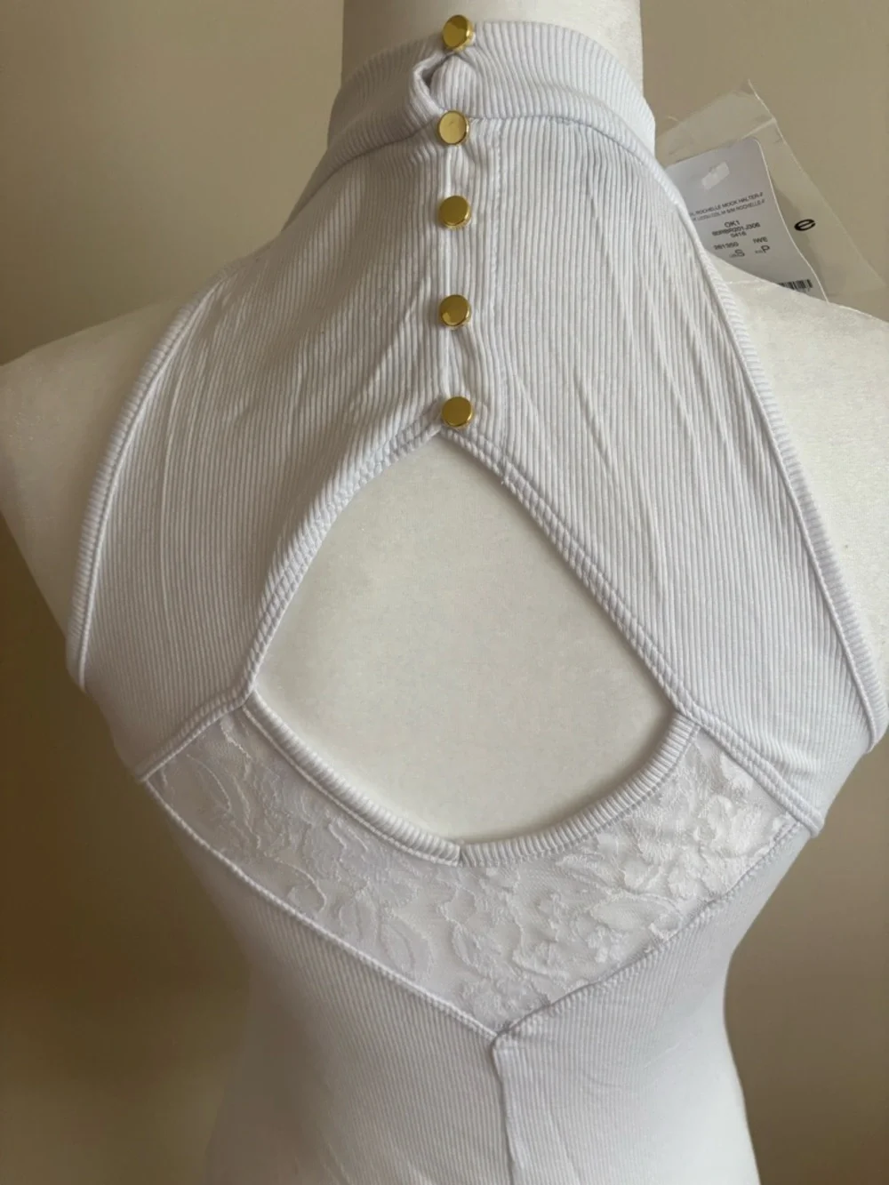 bebe White Ribbed Halter Tank - Picture 4 of 5
